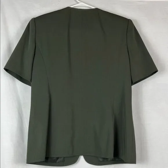 Vintage Kasper for ASL Dark Olive Green Military Style Women's Skirt Suit - Picture 7 of 10